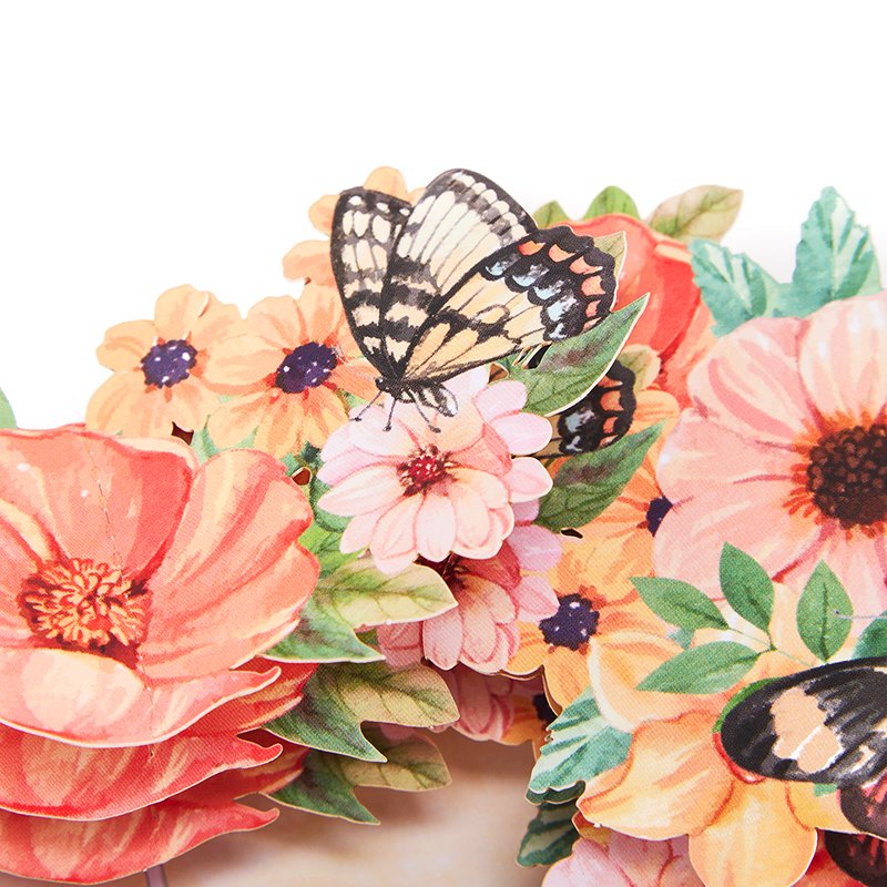 Butterfly Fresh Flowers Floral Wreath 3D Pop Up Card