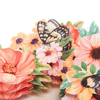 Butterfly Fresh Flowers Floral Wreath 3D Pop Up Card
