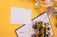 Black Gold Teddy Bear Birthday Greeting Card
