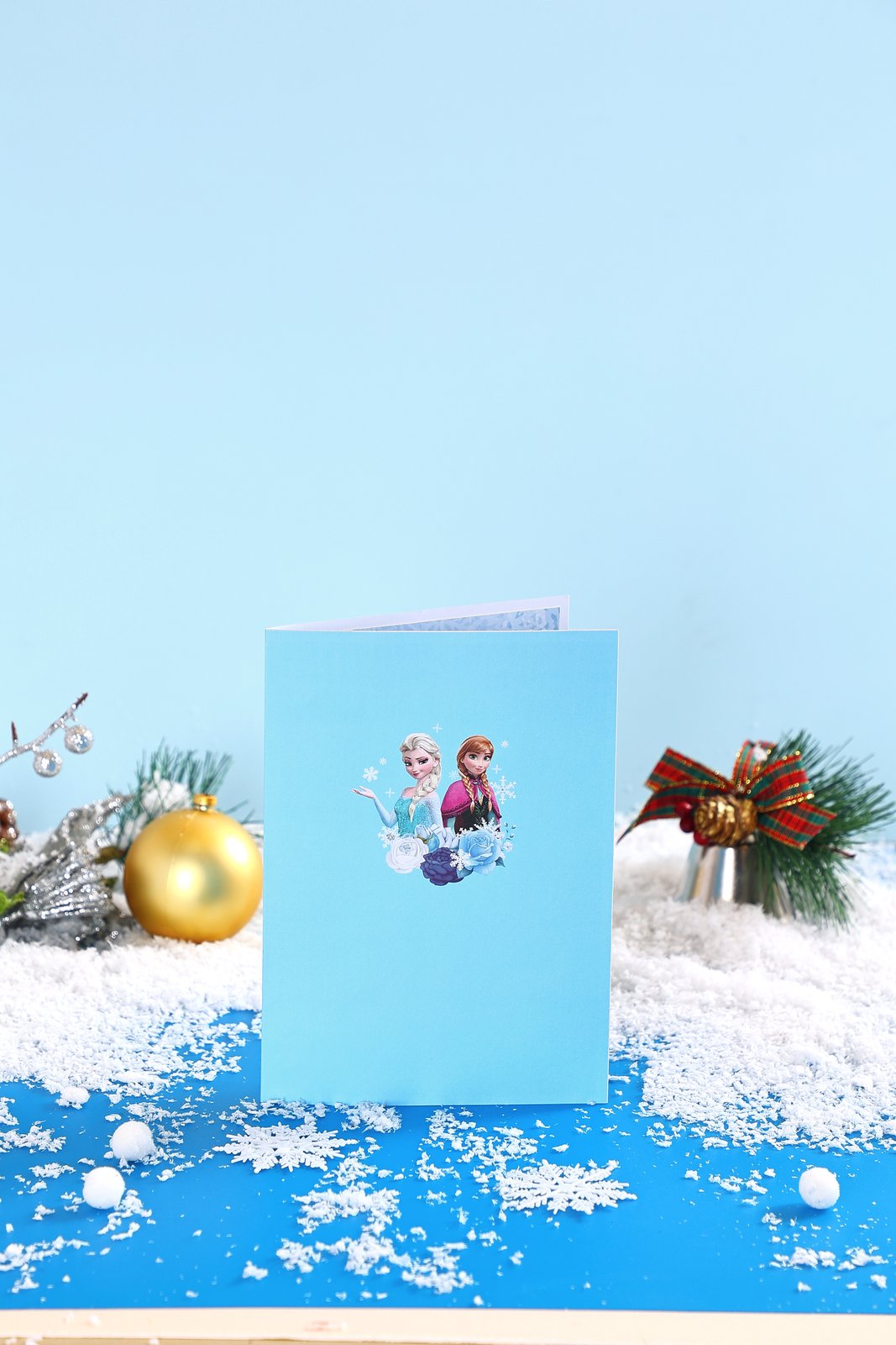 Frozen Heart Ice Flower Wreath Pop Up Card