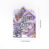 Purple Christmas Theme Double Door 3D Pop Up Card