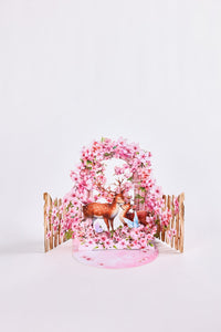 Cherry Blossom Deer Double Door Card