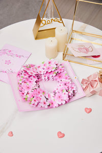 Cherry Blossom Floral Wreath 3D Pop Up Card