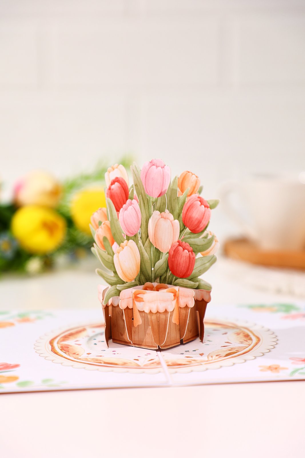 Tulip Flower Basket Greeting Card