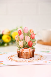 Tulip Flower Basket Greeting Card