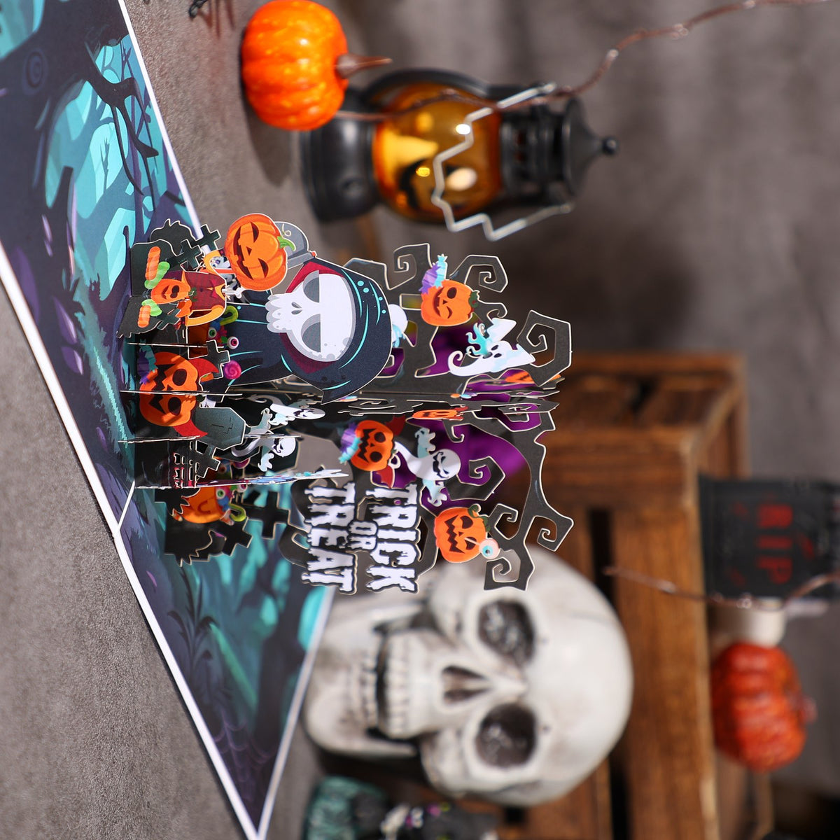 Blue Halloween Flip Pop Up Card