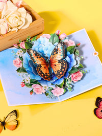 Blue Hydrangea Butterfly Greeting Card