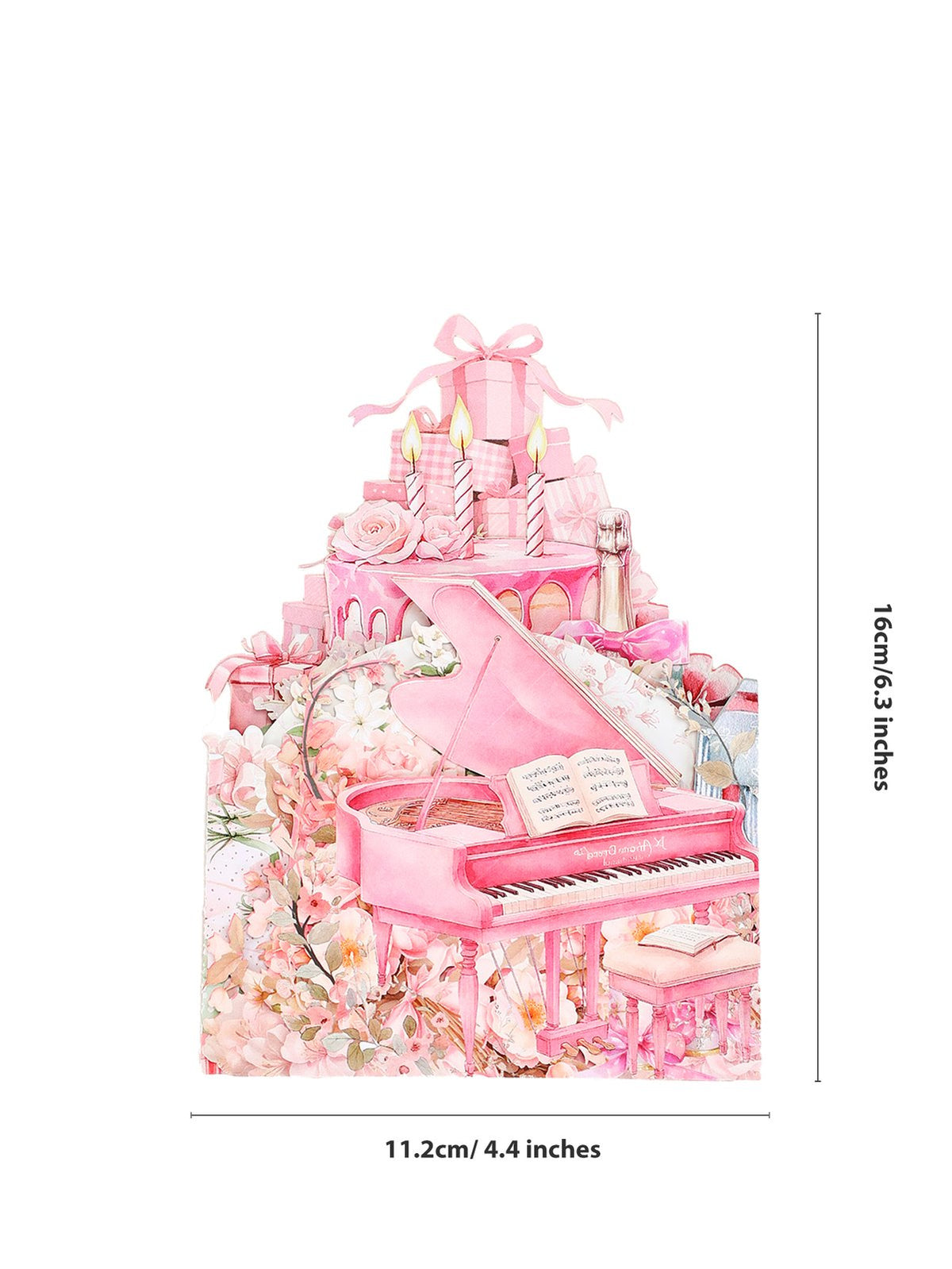 Pink Piano 3D Pop Up Card
