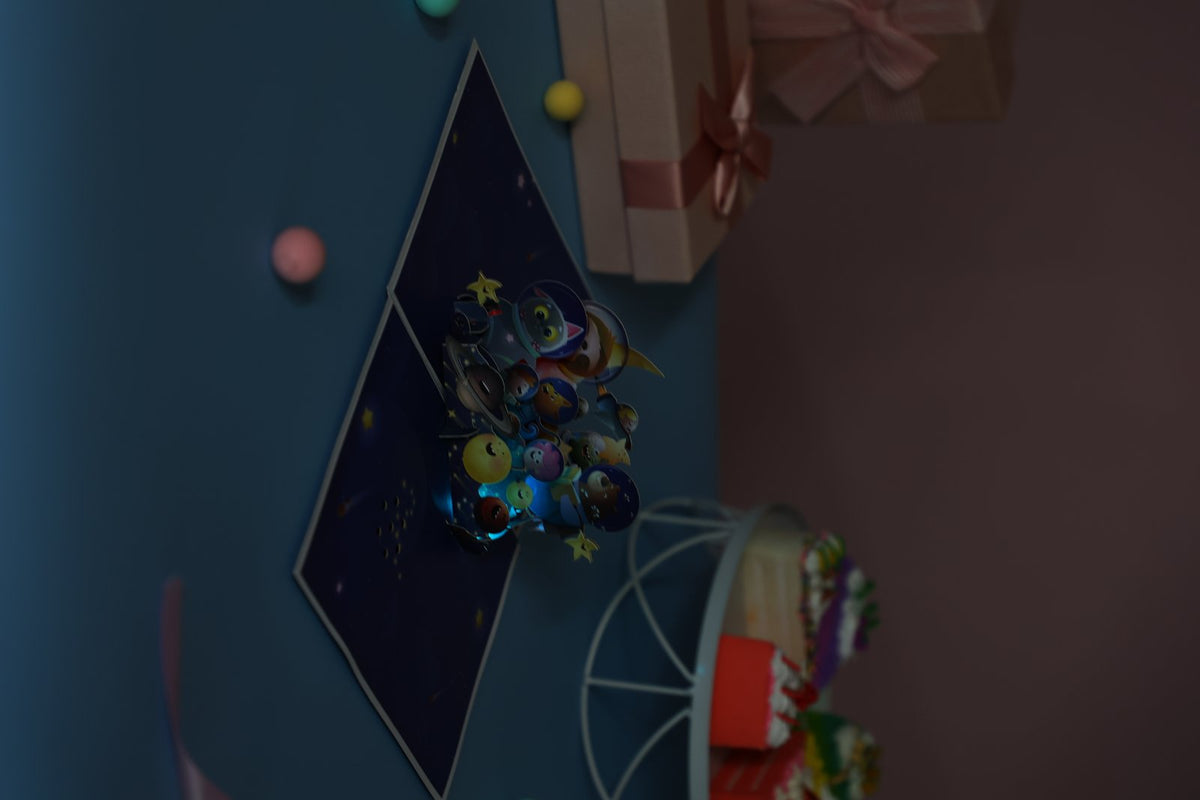 Space Animals Music 3D Pop Up Card