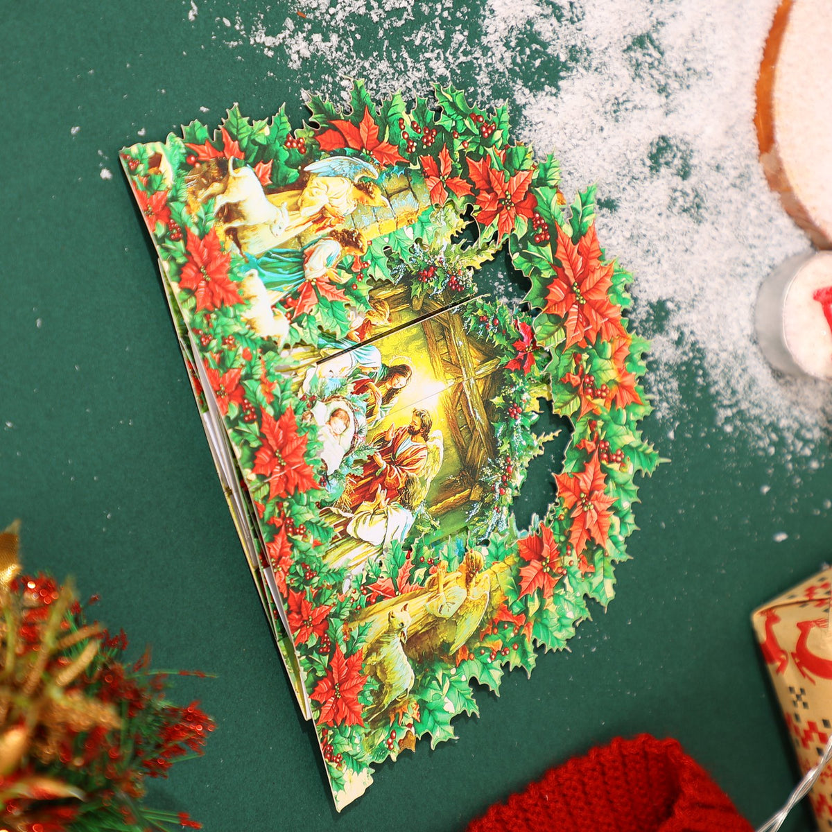 Nativity Poinsettia 3D Pop Up Card