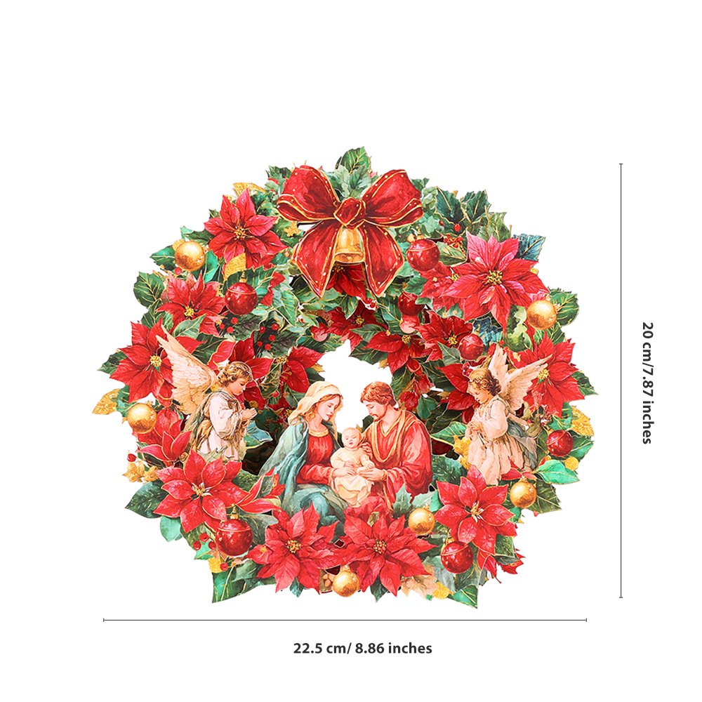 Red Nativity Floral Wreath Ornament