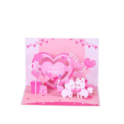 Valentine's Day Puppy 90° 3D Pop Up Card