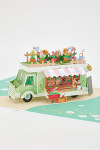 Premium Flower Cart 3D Pop Up Card Light Green