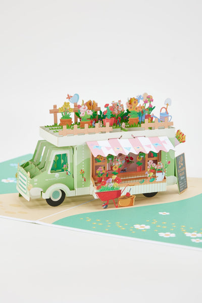 Premium Flower Cart 3D Pop Up Card Light Green