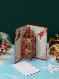 Vintage Cardinal Winter Birdcage Greeting Card