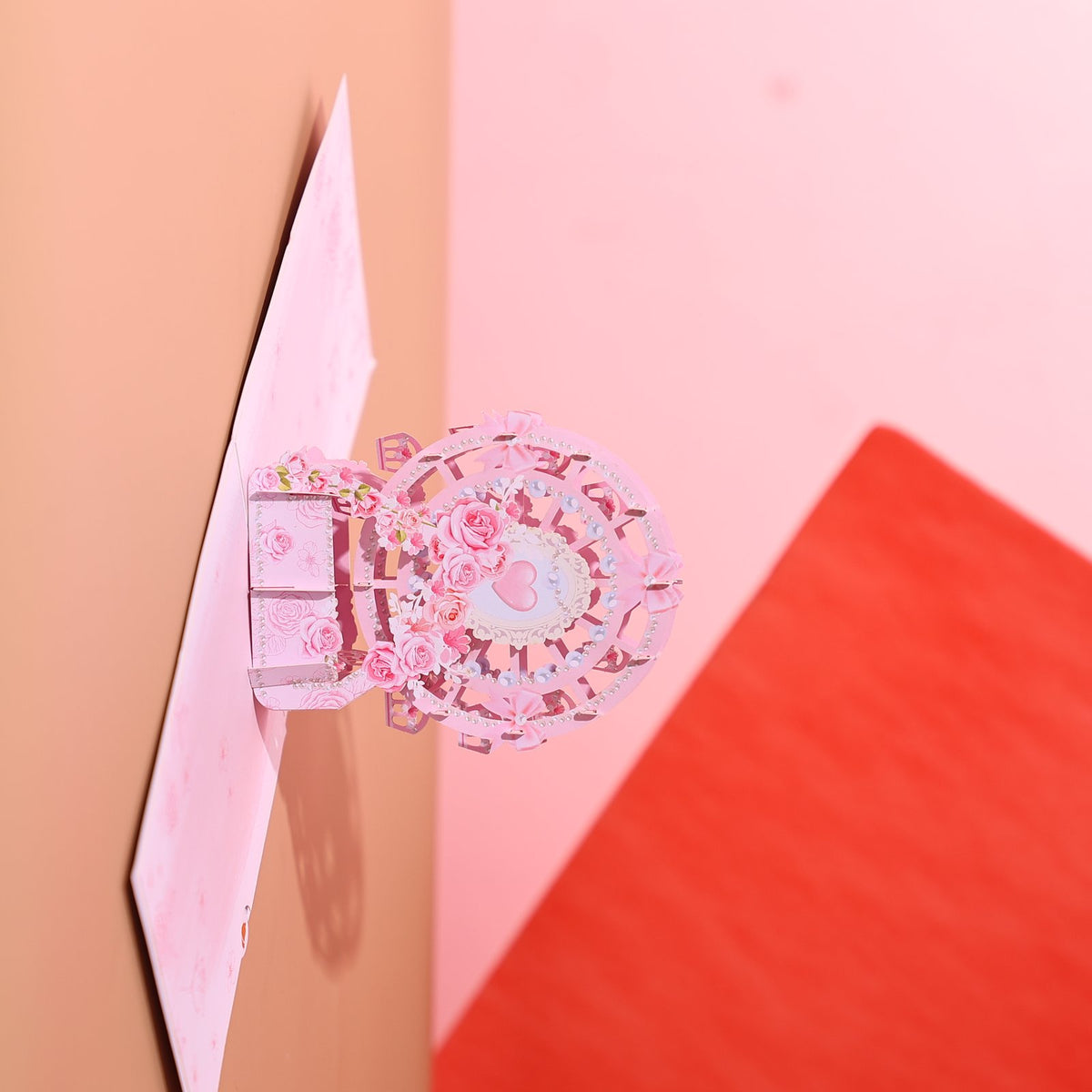 Pink Rose Ferris Wheel Pop Up Card