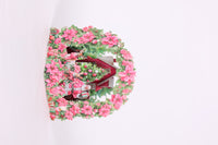 Poinsettia Floral Wreath Snowy House Greeting Card
