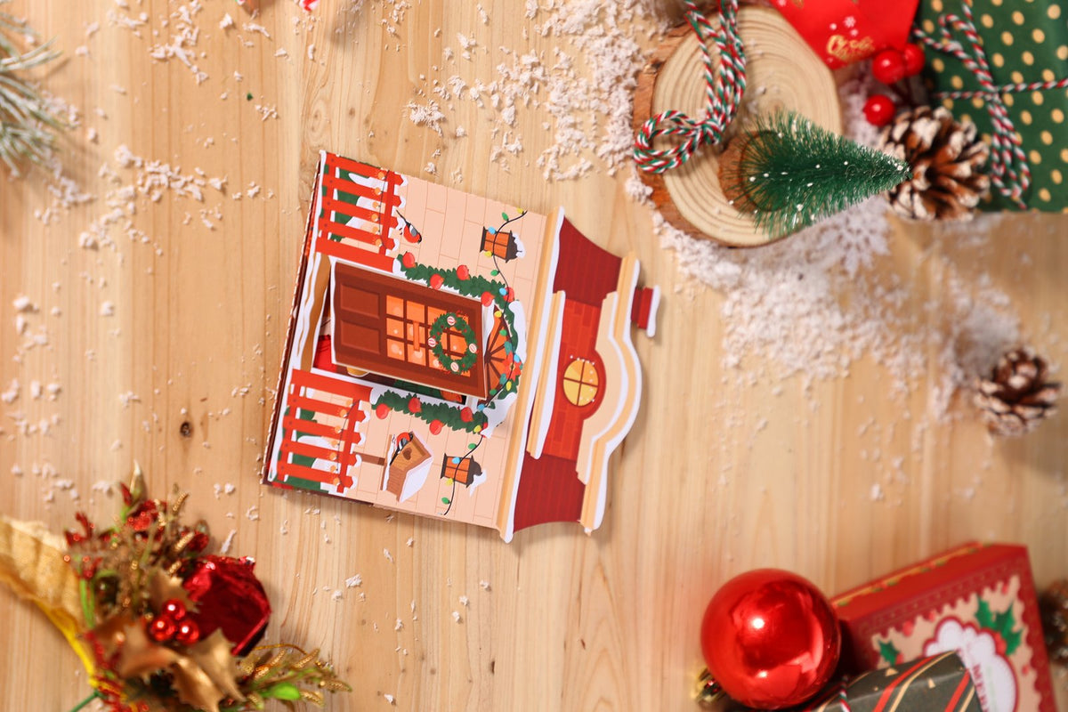 Cat Christmas Tree Double Door 3D Pop Up Card