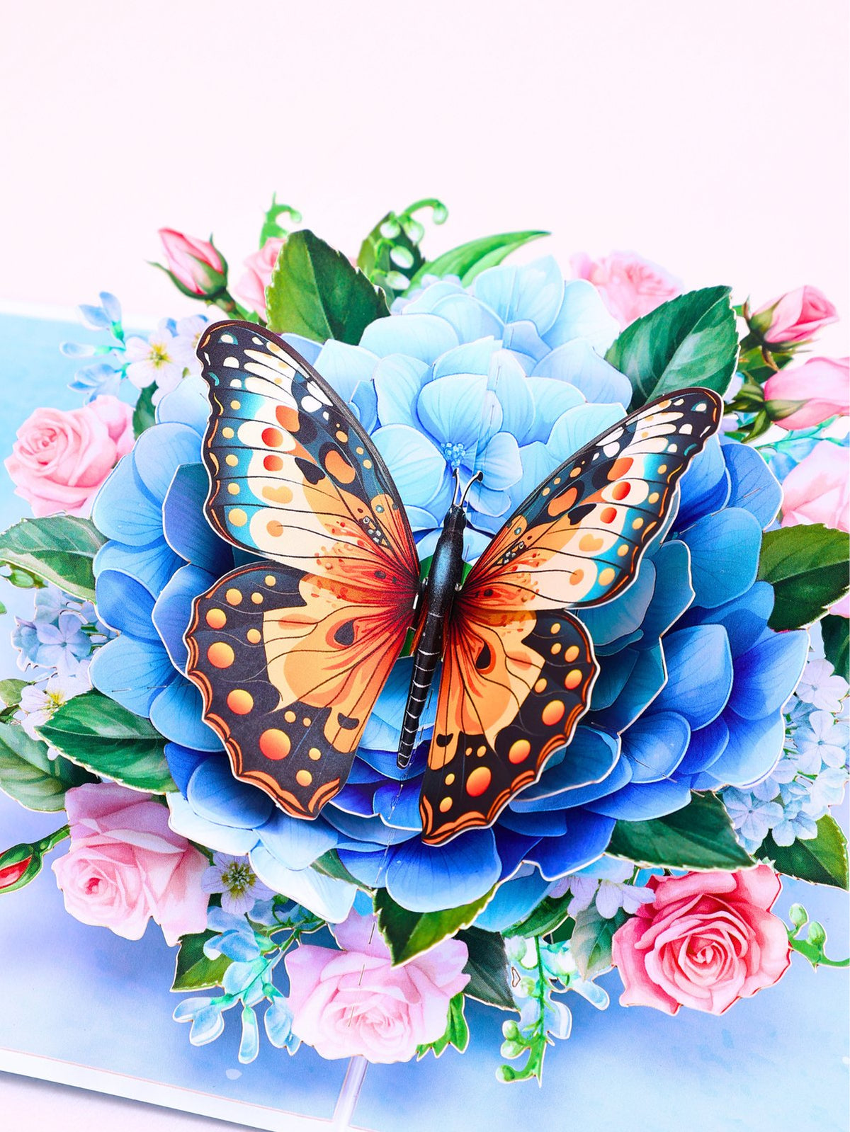 Blue Hydrangea Butterfly Greeting Card