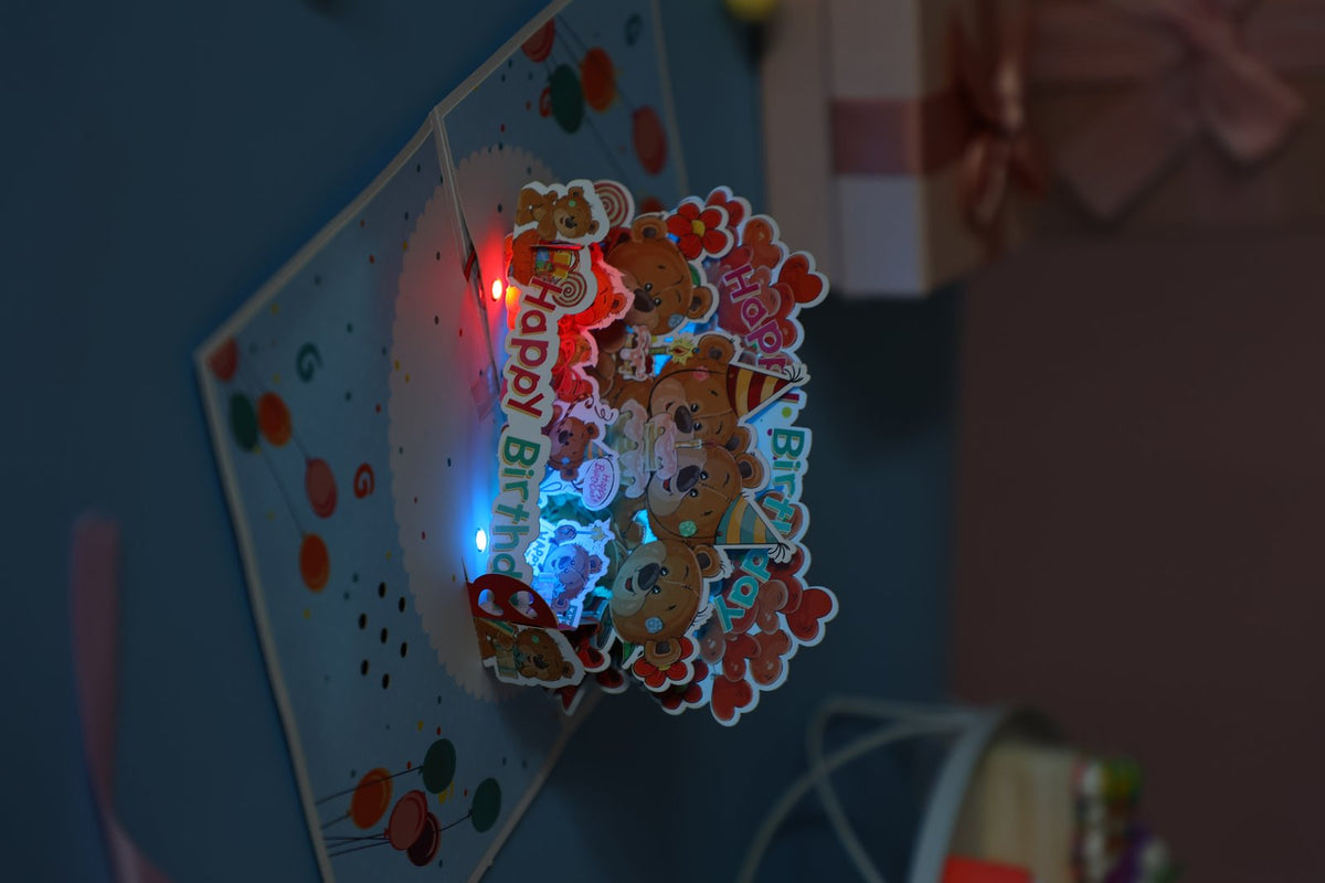 Birthday Bear Music 3D Pop Up Card