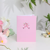 Pink Daisy Flower Cart 3D Pop Up Card
