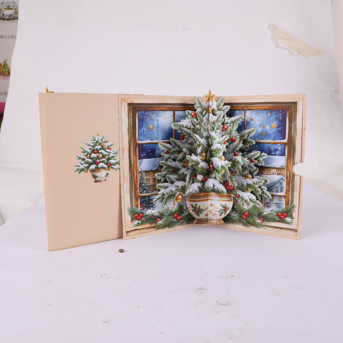 Christmas Tree Flower Vase Greeting Card