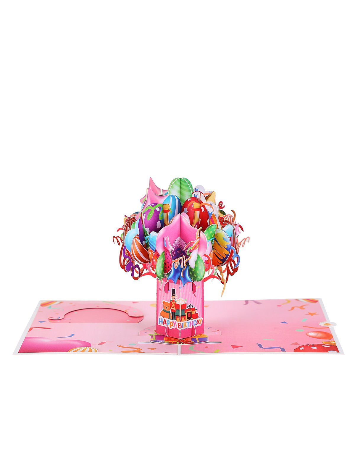 Pink Birthday Balloon Flip Pop Up Card