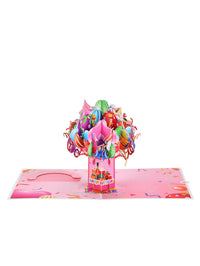 Pink Birthday Balloon Flip Pop Up Card