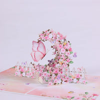 Pink Butterfly Crescent Moon 3D Pop Up Card