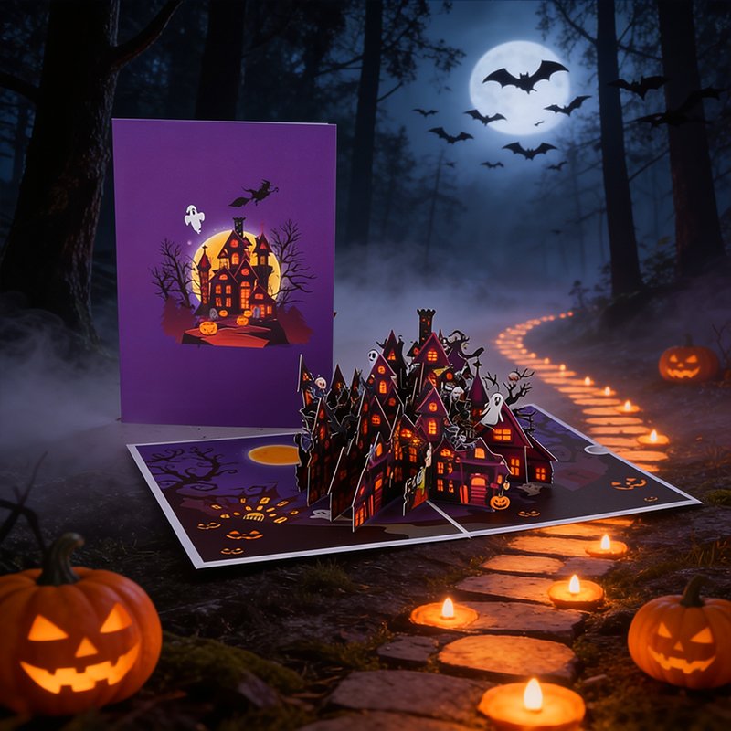 Halloween Haunted House Greeting Card