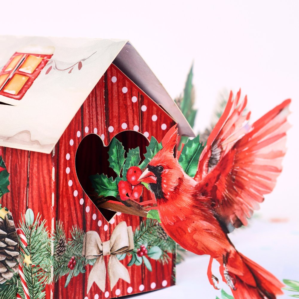 North American Peacock Bird House Christmas Blessings Greeting Card