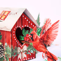 North American Peacock Bird House Christmas Blessings Greeting Card