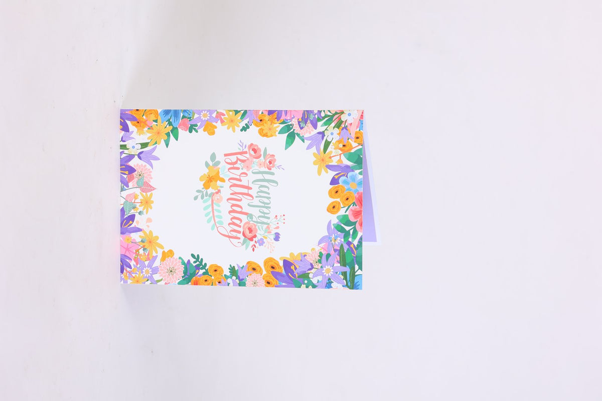 Easter Floral Wreath Heart Greeting Card