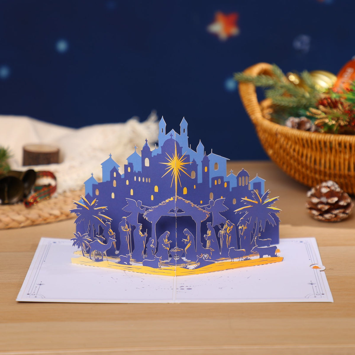 Nativity Manger Star Night Flip Pop Up Card