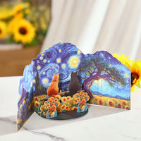 Van Gogh Starry Night Cat Greeting Card