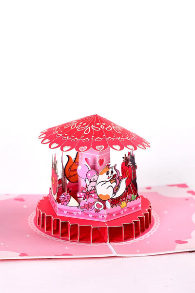 Valentine's Day Spinning Cat 3D Pop Up Card