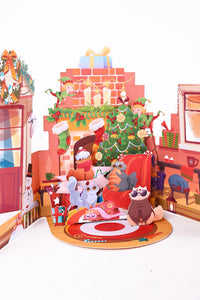 Christmas Cat Double Door 3D Pop Up Card