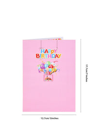 Pink Birthday Balloon Flip Pop Up Card