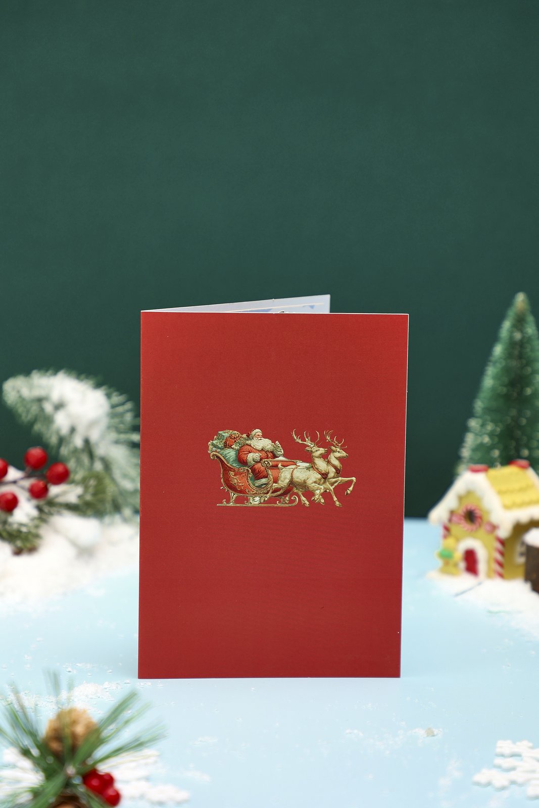 Santa Claus Sleigh Flip Pop Up Card