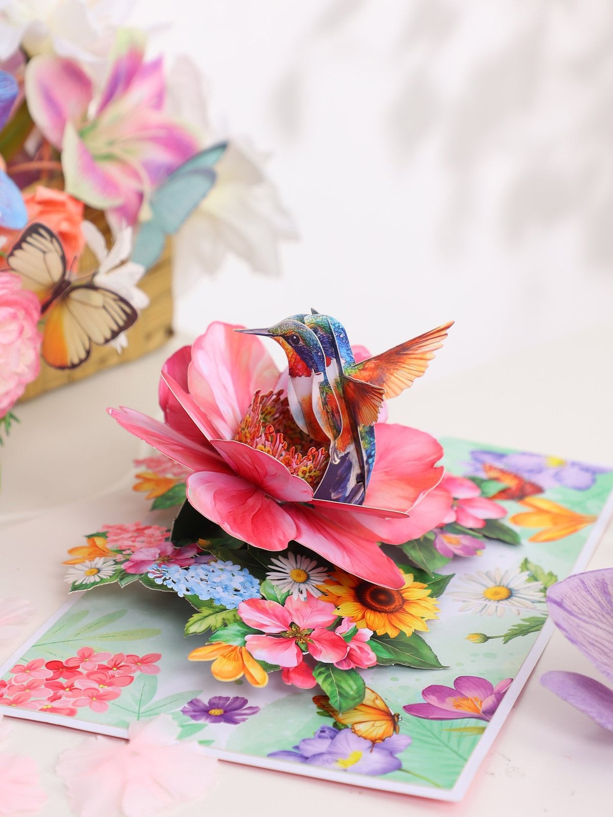 Floral Hummingbird 3D Pop Up Card