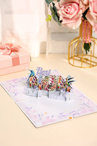 Purple Hummingbird Fresh Flowers Mother's Love Greeting Card