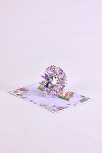 Purple Daisy Crescent Moon Greeting Card