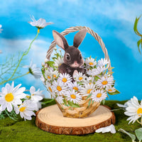 Black Rabbit Daisy Flower Basket Hanging Ornament