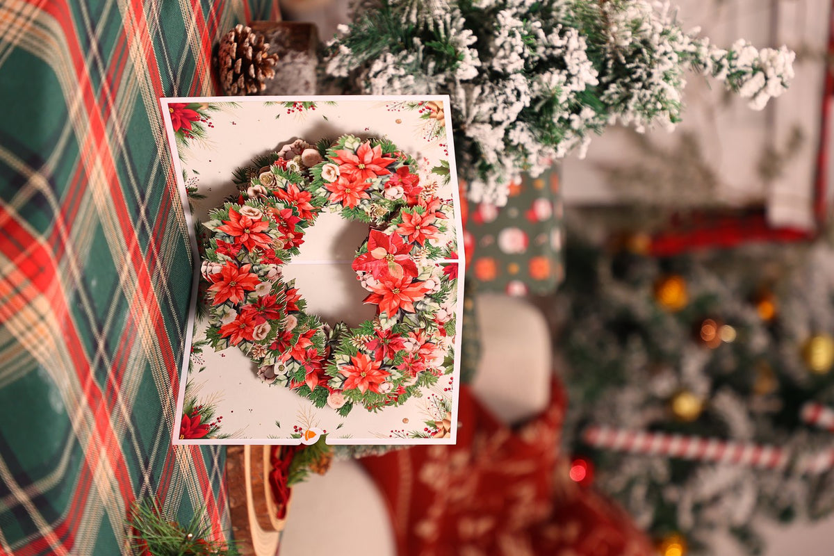 Poinsettia Heart Greeting Card