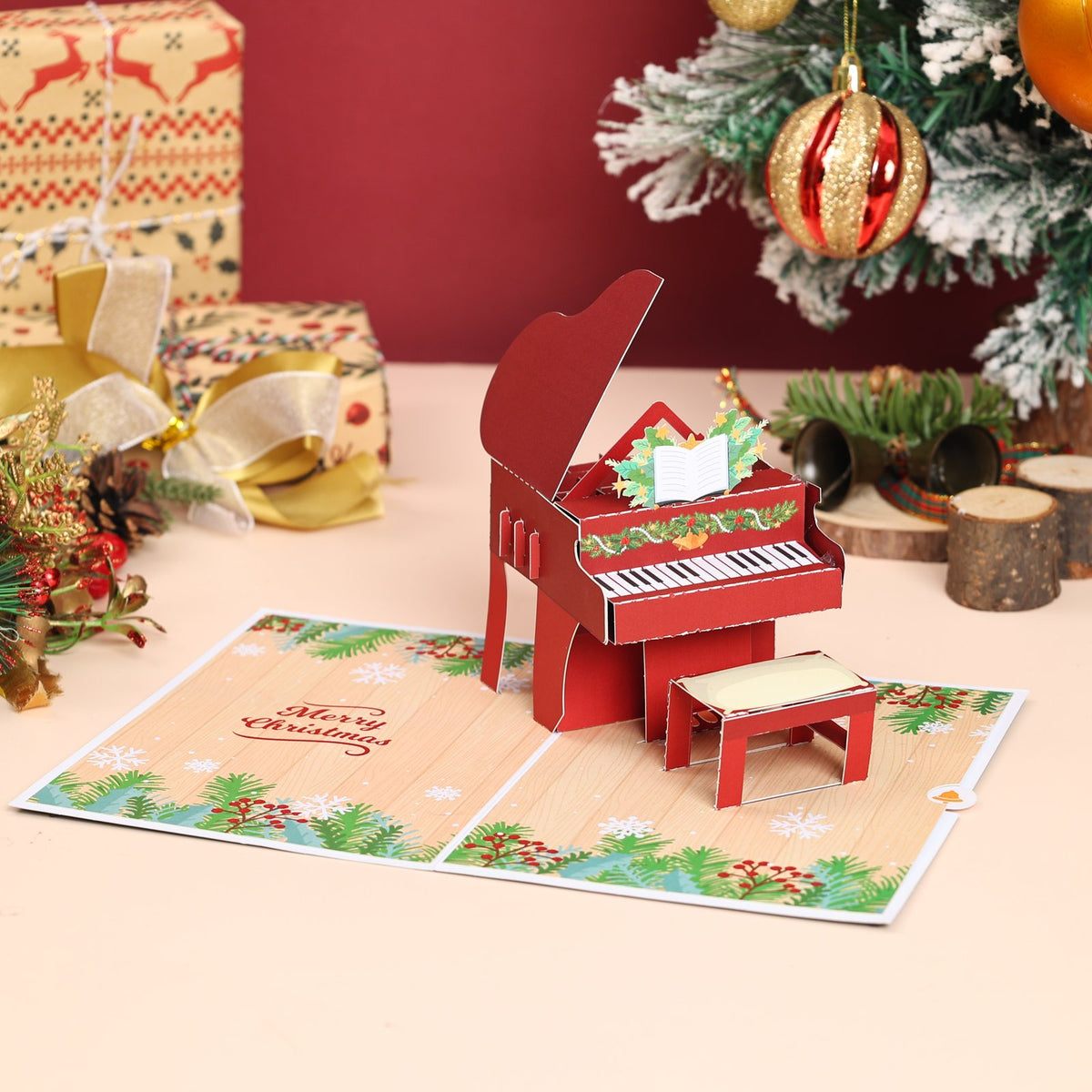Christmas Piano Flip Pop Up Card