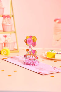 Pink Cake Birthday 3D Pop Up Card