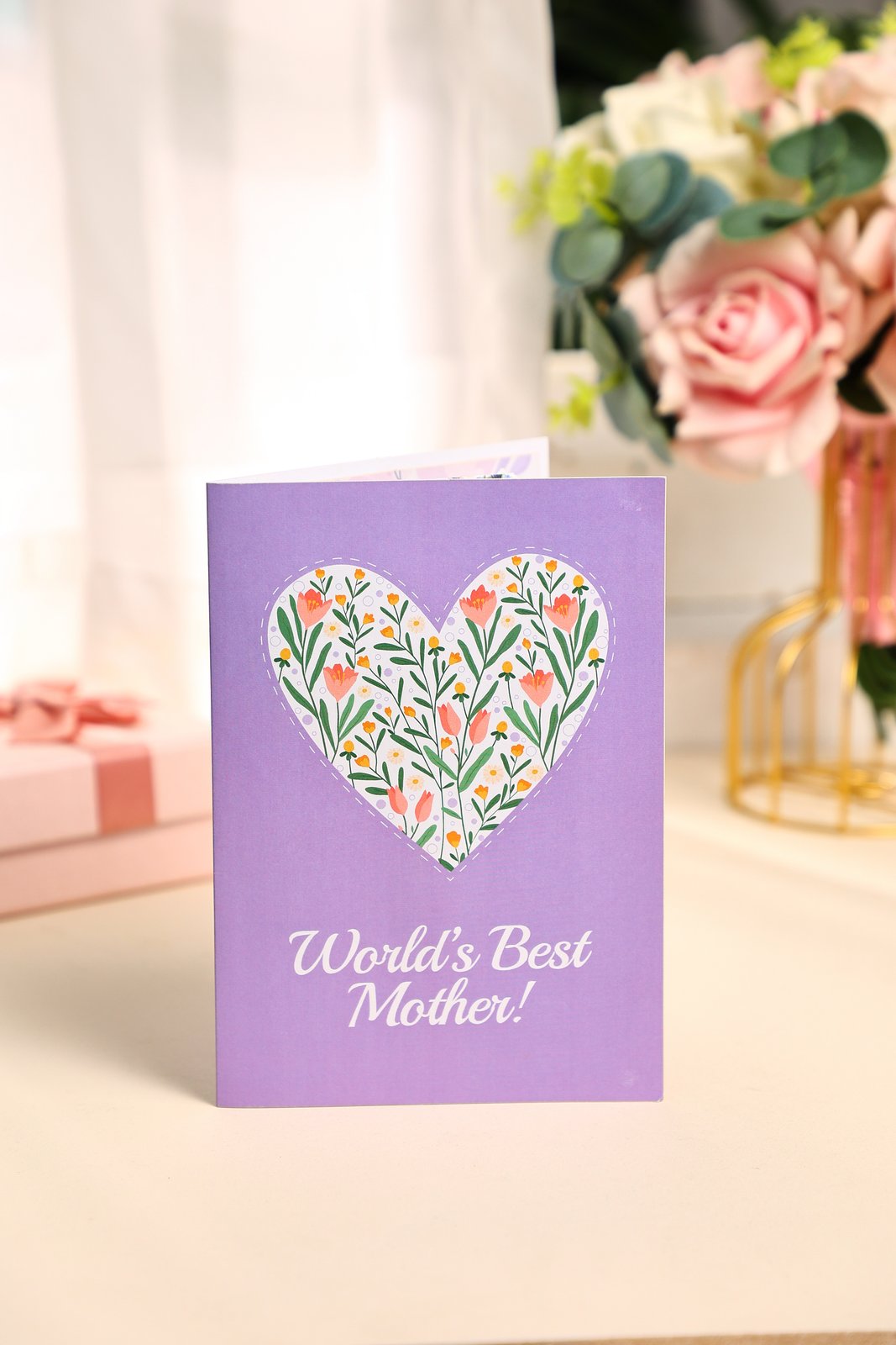 Purple Hummingbird Fresh Flowers Mother's Love Greeting Card
