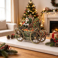 Santa Claus Green Car Ornament Greeting Card