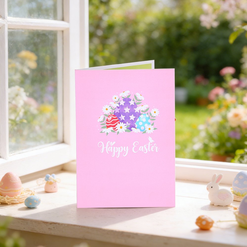 Easter Pink Easter Egg Flip Pop Up Card