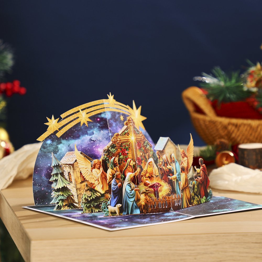 Gold Cross Flip Pop Up Card